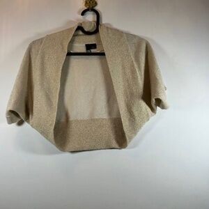 Taille Unique - Women's Cropped Short-Sleeve Open Front Bolero Cardigan (Gold)